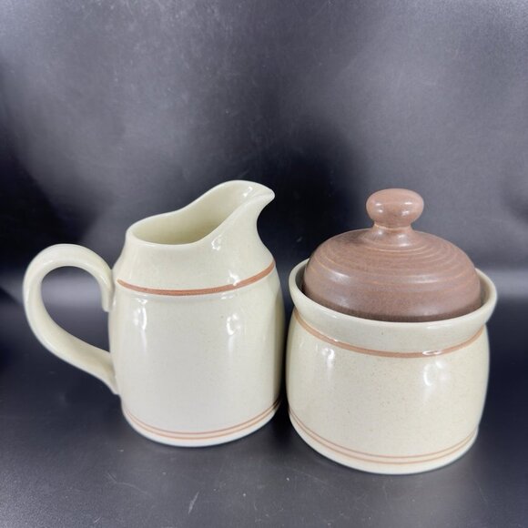 Royal Doulton Lambethware Nutmeg Ceramic Sugar Bowl And Creamer Set England VTG - Picture 12 of 15